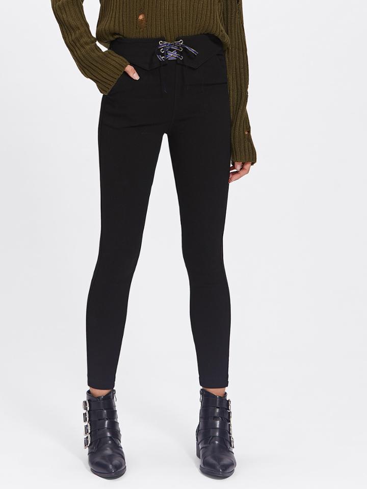 Shein Lace Up Waist Skinny Jeans