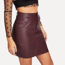 Shein Solid Pu Skirt