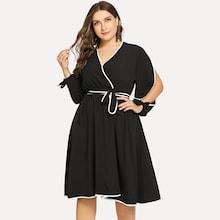 Shein Plus Knot Split Sleeve Belted Dress