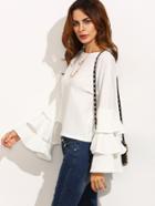 Shein Frill Tiered Fluted Sleeve Top