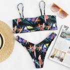 Shein Leaf & Bird Print Bikini Set