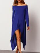 Shein Royal Blue One-shoulder Asymmetrical Casual Dress