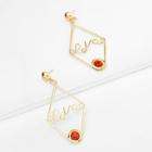 Shein Letter Decorated Hollow Drop Earrings
