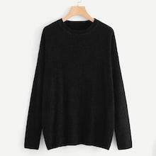Shein Rib Knit Drop Shoulder Solid Jumper