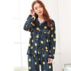 Shein Polka Dot Velvet Pajama Set With Eye Mask