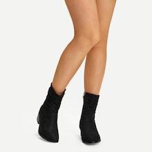 Shein Plain Faux Suede Ruched Boots