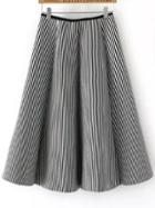 Shein White Black Vertical Stripe Skirt