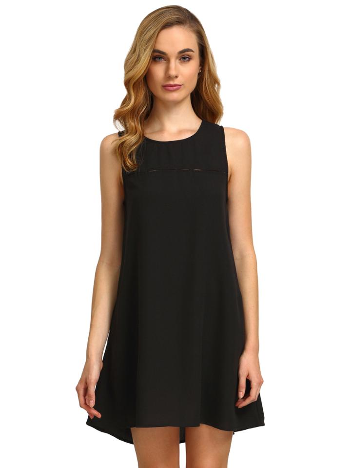 Shein Hollow Out Buttoned Keyhole Back Swing Dress With Pockets