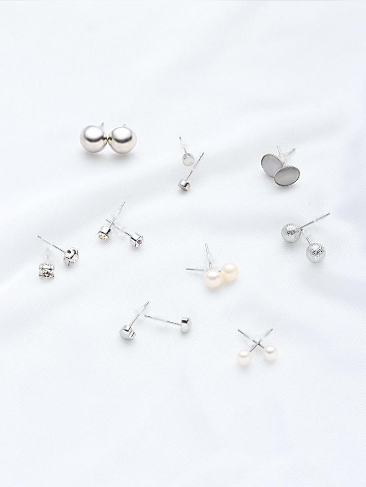 Shein Faux Pearl And Rhinestone Stud Earring Set
