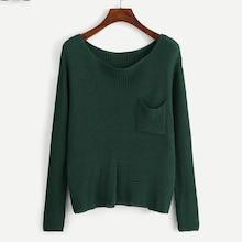 Shein Plus Pocket Pocket Waffle Knit Jumper