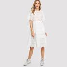Shein Laddering Lace Insert Eyelet Embroidered Dress