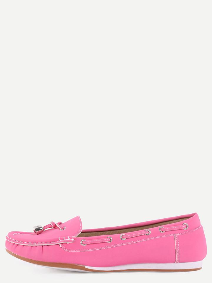 Shein Faux Suede Drawstring Boat Shoes - Pink
