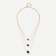 Shein Ball Pendant Layered Chain Necklace