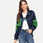 Shein Contrast Flap Pocket Detail Satin Jacket