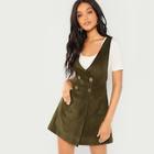 Shein Double Breasted Overlap Corduroy Pinafore Dress