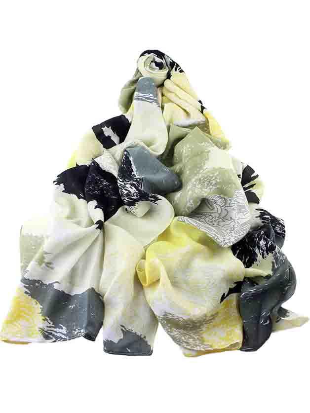 Shein Yellow New Beautiful Printed Wide Cotton Scarf