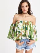 Shein Tropical Print Off Shoulder Top