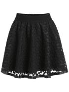 Shein Black Embroidered Lace Flare Skirt