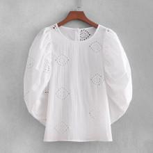 Shein Eyelet Embroidered Button Back Blouse