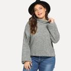 Shein Plus Bow Tie Drop Shoulder High Low Sweater