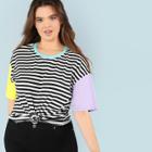 Shein Plus Cut And Sew Striped Tee