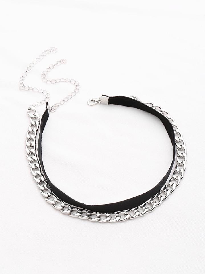 Shein Chain And Velvet Necklace Set