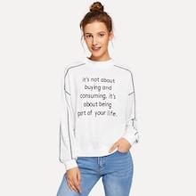 Shein Contrast Tipping Letter Print Sweatshirt