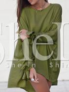 Shein Green Long Sleeve Knotted Dress