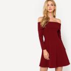 Shein Fit & Flare Fold Over Bardot Dress