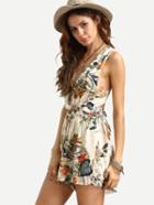 Shein Floral Print Knotted Infinity Romper