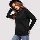 Shein Contrast Collar Long Sleeve Pullover