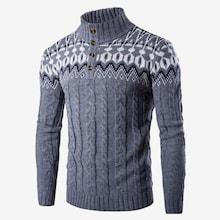 Shein Men Cable Pattern Quarter Button Jumper
