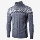 Shein Men Cable Pattern Quarter Button Jumper