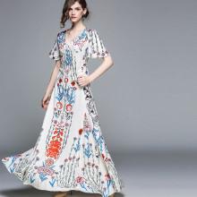 Shein Butterfly Sleeve Botanical Print Longline Dress