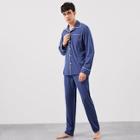 Shein Men Button Up Pocket Front Pajama Set
