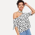 Shein Asymmetrical Neck Ruffle Trim Top