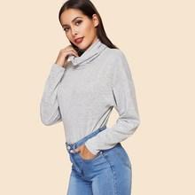 Shein Drop Shoulder Cowl Neck Heathered Tee