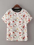 Shein Short Sleeve Floral Loose Tee