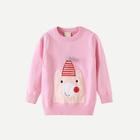 Shein Toddler Girls Beer Embroidered Pom Pom Sweater