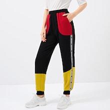 Shein Slant Pocket Color Block Letter Sweatpants