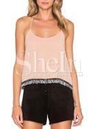 Shein Pink Spaghetti Strap Tassel Hem Cami Top