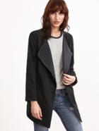 Shein Black Slit Side Curved Hem Coat