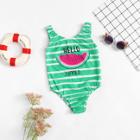 Shein Girls Watermelon Print Striped Swimsuit