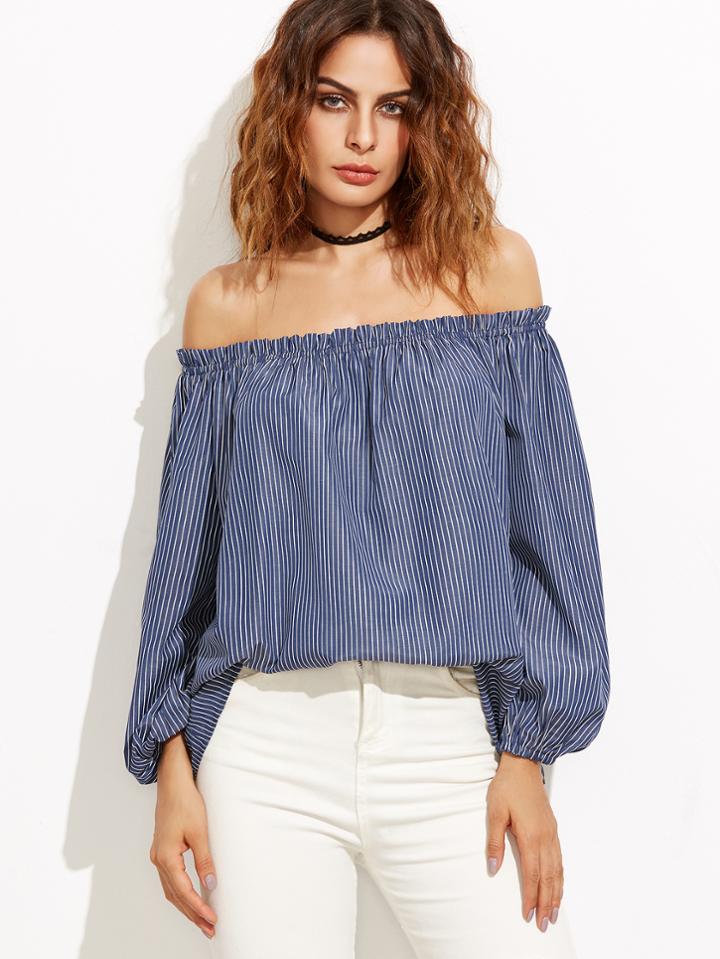 Shein Vertical Striped Off Shoulder Top