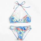Shein Contrast Lace Watercolor Bikini Set