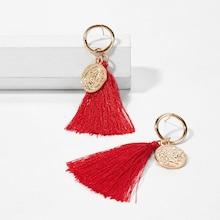 Shein Coin Detail Tassel Drop Earrings