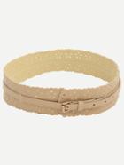 Shein Khaki Hollow Buckle Knotted Wide Belt