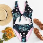 Shein Cut Out Detail Tropical Swimsuit