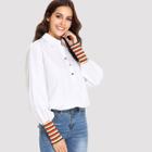 Shein Stripe Contrast Sleeve Longline Shirt