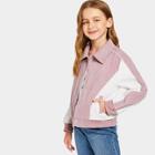 Shein Girls Two Tone Button Up Corduroy Jacket